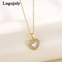 Pendant Necklaces Fashion Jewelry Women Necklace Titanium Steel 18K Gold Plated Heart For Anniversary Party Gifts TGN110