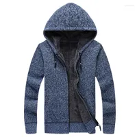 Men's Sweaters Winter Men Sweatercoat Hooded Cardigan Mens Thick Velvet Jacket Casual Knitted Sweater Man Clothes