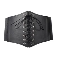 Bälten mode svart korsett brett faux läder bantning kroppsformande bälte för kvinnor elastisk tät hög midja daglig slitage
