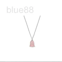 Earrings & Necklace designer 925 Sterling Silver Pink Small Ghost Double Fashion White Background Colorless Couple Collar Chain 6PY9