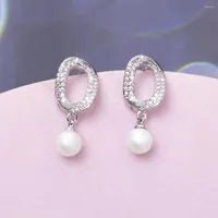 Dangle Earrings Korean Fashion Zircon Shiny Imitation Pearl For Women Luxury Light Hollow Out Twisted Circle Vintage Christmas Jewelry