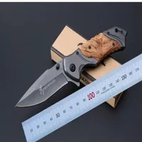 Browning X49 Tactical Folding Knife Steel Blade Wood Handle Titanium Pocket Survival Knives Huntting knife Fishing EDC Tool289O
