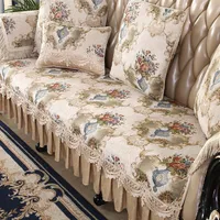 Retro Chenille Lace Sofa Cover 1 2 3 Seater Floral Leather Couch Slipcover Protector Armrest Chair Cover Anti-slip European 201221284J