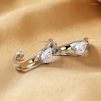 Stud Earrings Fashion S925 Sterling Silver 15MM Round Simple Water Drop Zircon For Women Charm Jewelry
