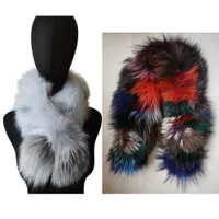 Women Real Fox Fur Scarf Winter Warm Neckerchief Shawl Wraps Multi-color