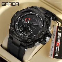 Wristwatches SANDA Top Sport Watch Men LED Digital Watches 5Bar Waterproof Military Dual Display Relogio Masculino