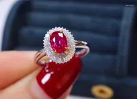 Cluster Rings Gift Natural Real Ruby Ring Gemstone Wedding Engagement For Women Fine Jewelry Wholesale