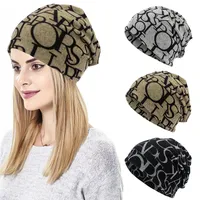 2023 New Letter Knitted Baggy Beanie Caps Lightweight Thermal Knit Street Style Hip-hop Winter Breathable Hat For Women Bonnet