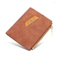 Wallets Fashion Zipper Wallet Men Short Purses Handbags Coin Purse Name Cards Holder PU Leather Folding Multi-position