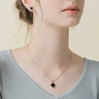 designer necklace four leaf necklaces chain Grass Silver Necklace New Women's Light Luxury Pendant Chain Gift for Girlfriend