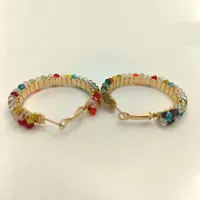 Dangle Earrings Rice Bead Circles Crystal Fashion Simplicity Personalised Versatile Hand-woven Bohemian Alloy Women Beaded