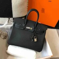 Designer Handbags Birkin Bags Herms Tote Togo Leather Size 25 30 35 Black Platinum Gold Buckle Silver Have Logo Frj