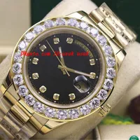 Luxury Wristwatch 2017 18k Yellow Gold Black Dial 41MM 18038 Bigger Diamond Bezel Automatic Mechanical Men Watches Top Quality236H