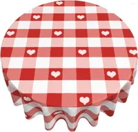 Table Cloth Valentine Heart Tablecloth Red Gingham Mothers Day Cover 60 Inch Round For Dining Buffet Parties And Camping