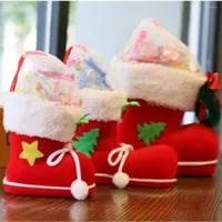 Christmas Decorations 2 PCS   LOT Red Stocking Boots Shoes For Home Children Holiday Gift Enfeites De Natal Papai Noel
