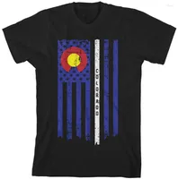 Men's T Shirts US Pride Colorado State American Flag Mens T-Shirt. Summer Cotton Short Sleeve O-Neck Unisex Shirt S-3XL