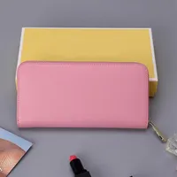 Luxurys Designers fashion ladies single zipper wallets women GENUINE leather wallet lady long purse With Box card212C
