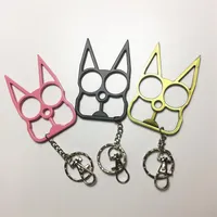Fashion Cute Cat Breaker With Tool Two Clasp Chain Self-defense Key KeyChain Supplies Window Finger Tsvld266G