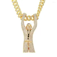 Pendant Necklaces Hip Hop Cuban Chain Jewelry With Full Zircon Dj Figure For Men Gold Silver Color Iced Out Crystal Necklace