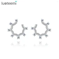 Stud Earrings LUOTEEMI Chic Big Round Earring For Women Korean Fashion Pendientes Mujer With Multiple Clear CZ Girl Party Jewelr Gifts