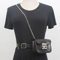 Waist Bags Mini Fanny Packs Women Silver PU Belt With Coin Bag Fashion European Street Detachable Cute Messenger