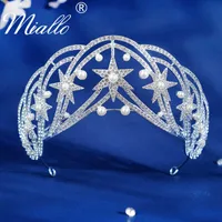 Tiaras Rhinestone Star Crown Bridal Wedding Tiaras and Crowns for Women Hair Accessories Pearl Hair Jewelry Party Bride Headpiece Z03330