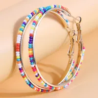 Hoop Earrings Bohemia Colorful Beads For Women Big Round Statement Ethnic Earings Trendy Jewelry Circle Earring