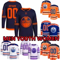 Maglie di hockey personalizzate Edmonton'''oiLers'Men 99 Wayne Gretzky 97 Connor McDavid 29 Leon Draisaitl 92 Ryan Nugent-Hopkins Darnell Nick Nick Bjugstad Bouchard Broberg