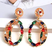 Dangle Earrings Round Metal Colorful Crystal Handmade Beads Long High-quality Fashion Drop Earring Jewelry Accessories
