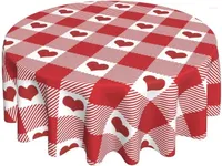 Table Cloth Valentine's Day Tablecloth 60 Inch Round Mothers Checkered Hearts Farmhouse Decorative For Wedding