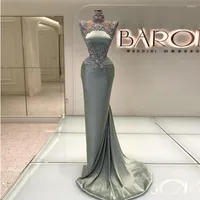 Party Dresses Vintage Prom 2023 Crystal High Neck Beading Mermaid Evening Gowns Arabic Women Formal Dress Custom