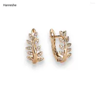 Stud Earrings Copper Natural Zircon Classic Fashion Jewelry Party Exquisite Leaf Flower Crystal Gold Color Earring Woman Gift