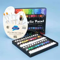 Set di vernici acriliche con pennello 24 colori 12 ml per tessuti per abbigliamento pigmenti art forniture per artisti professionisti pittura243l