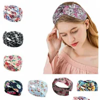 Party Favor Printing Hair Band Bohemian Print Knit Headbands Accessories Sweat Absorbing Yoga Headband Fashion Style Widebrimmed Cro Dhl4Z