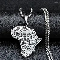 Chains Stainless Steel Africa Map Necklace For Womne Men Elephant Jewelry Christmas Gift Collar Acero Inoxidable Mujer N19851S08