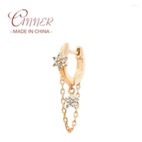 Hoop Earrings CANNER 1PC Clear Zircon Flower Earring Pendientes 925 Sterling Silver For Women Chain Modern Jewelry