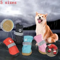 Dog Apparel 5 Sizes Outdoor Anti-Slip Pet Rainshoes Rain Snow Shoes For Small Cat Waterproof Boots 4pcs set242D