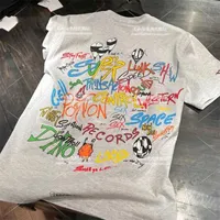 designer T-Shirt Chromes Hearts21ss Japan Crow Heart Matty Kolorowy liter Graffiti krótkie rękawie i damskie moda