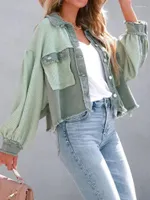 Women's Jackets Cacocala Spring Women Coat Long Sleeve Casual Vintage Green Top Oversize Loose Jacket Female Clothes