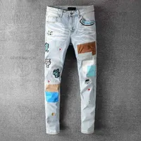 Men's Jeans Mens Womens Designers Distressed Ripped Biker Slim Straight Denim Men Print Army Fashion Mans Skinny Pants E7sf OTVT