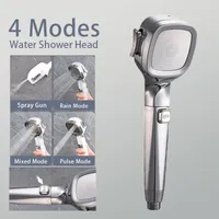 Bathroom Shower Heads 4 Modes High Pressure Shower Head With Switch On Off Button Sprayer Water Saving Adjustable Shower Nozzle Filter For Bathroom 230331