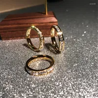 Cluster Rings YUN RUO Luxury Pave Zircon Crystal Ring Rose Gold Color Birthday Gift Woman Fashion Titanium Steel Jewelry Never Fade Drop