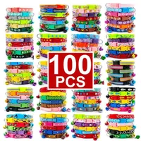 Whole 100Pcs Collars For Dog Collar With Bells Adjustable Necklace Pet Puppy kitten Collar Accessories Pet shop products 210323023