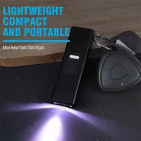 BORUiT Self Defense Keychain Flashlight with Electric Shock Function Super Bright Waterproof Mini LED Key Light Poket Torch 211231287P