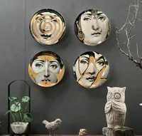 Plates Italian Goddess Golden Face Ceramic Art Decoration Hanging Plate Living Room Dining Wall