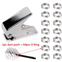 Darts 1pc Professional Dart Flight Punch Dart Wing Hole Puncher With 50pcs Dart Wing Fixed O Ring Darts Retainer Accessories