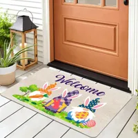 Carpets Easter Doormat Welcome Home Anti-Slip Door Mat Carpet Decor Flannel Kitchen Living Room Floor