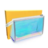 Fashion Brand New Women Cosmetic Bags High Quality Transparent Laser Handbags With Box Size 26 5 20cm2051