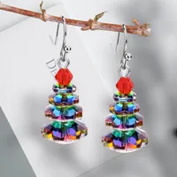 Dangle Earrings QiLuxy Christmas Trees Drop For Women Girl Trendy Crystal Silver Plated Statement Party Jewelry