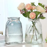 Vasen Luxus Glas Einfache Desktop-Ornamente Kunst Transparente Blumenarrangements Decorazioni Casa Home Decor DI50HP